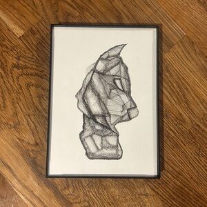 Original Abstract Black and White Framed Art